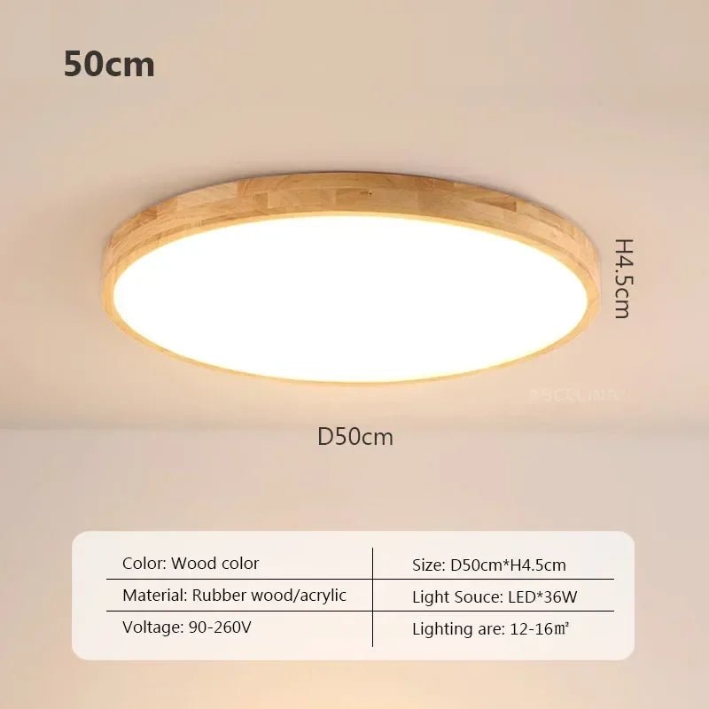 Nordic Ultra - thin Wooden Ceiling Lamp - Hans Lumiere