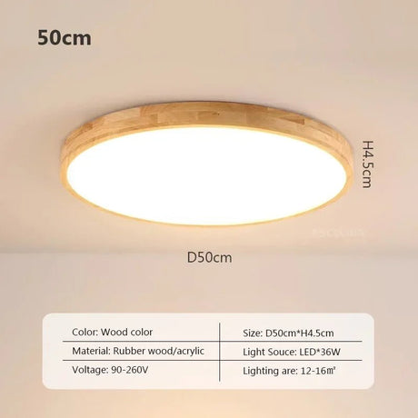 Nordic Ultra - thin Wooden Ceiling Lamp - Hans Lumiere