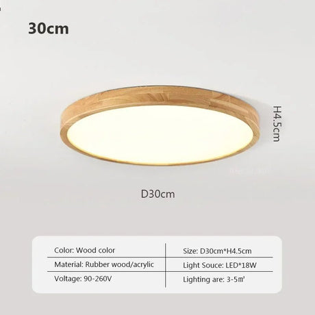 Nordic Ultra - thin Wooden Ceiling Lamp - Hans Lumiere