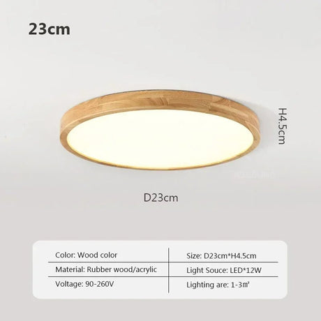 Nordic Ultra - thin Wooden Ceiling Lamp - Hans Lumiere