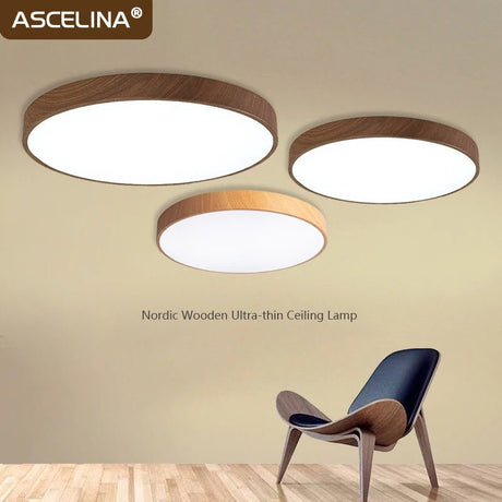 Nordic Ultra - thin Wooden Ceiling Lamp - Hans Lumiere