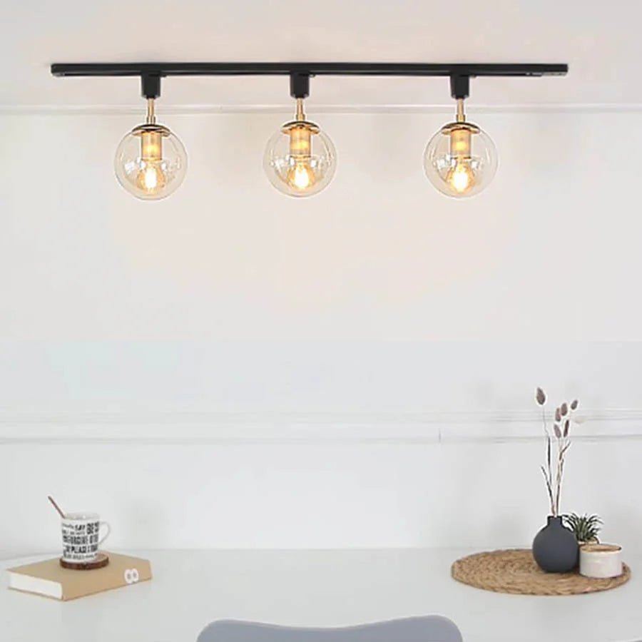Nordic Vintage Glass Globe LED Track Rail Spotlight - Hans Lumiere