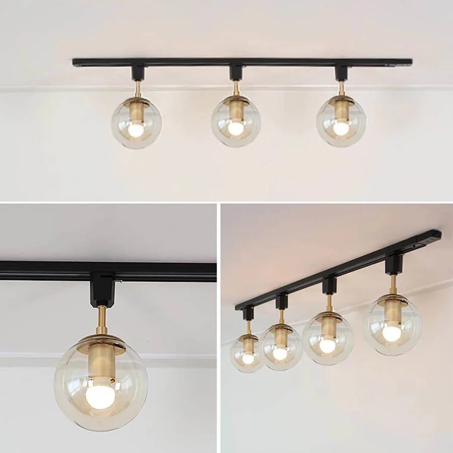 Nordic Vintage Glass Globe LED Track Rail Spotlight - Hans Lumiere