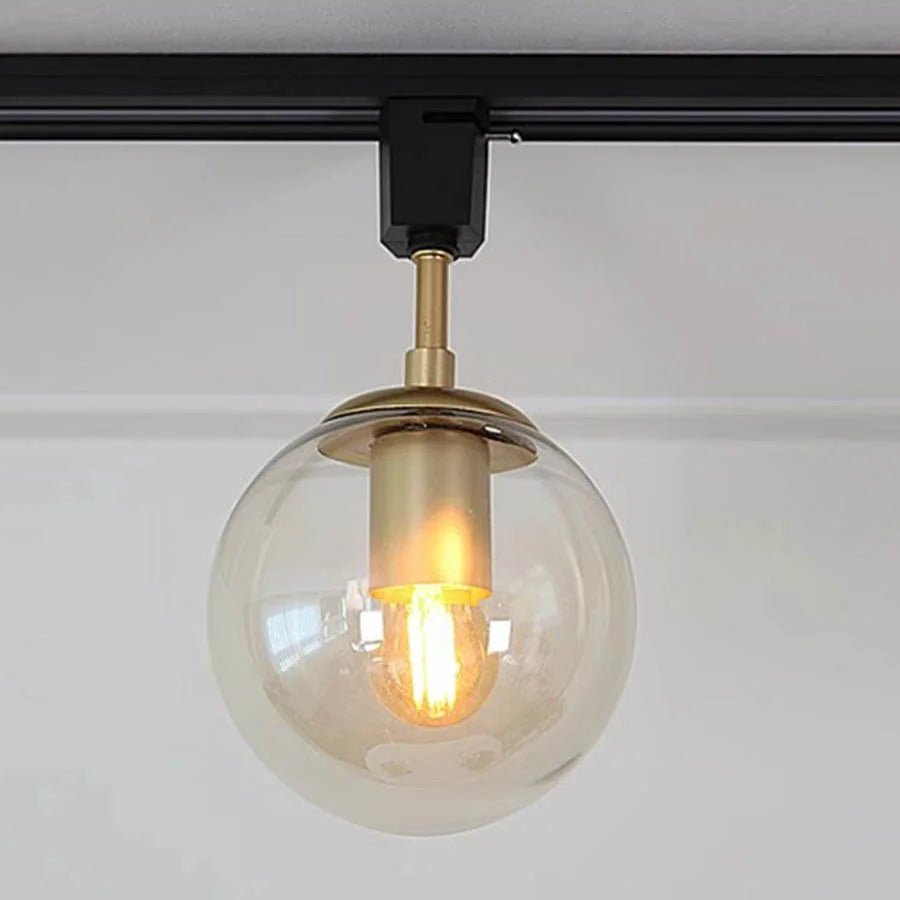 Nordic Vintage Glass Globe LED Track Rail Spotlight - Hans Lumiere