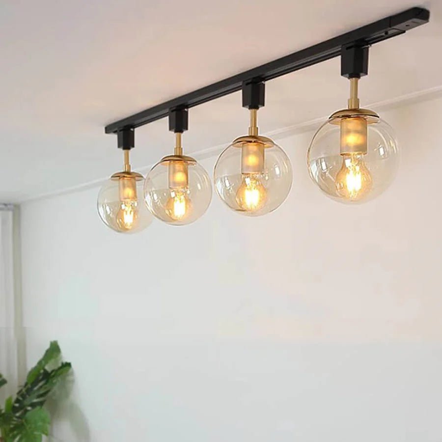 Nordic Vintage Glass Globe LED Track Rail Spotlight - Hans Lumiere