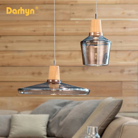 Nordic Wood Glass Pendant Lights - Hans Lumiere