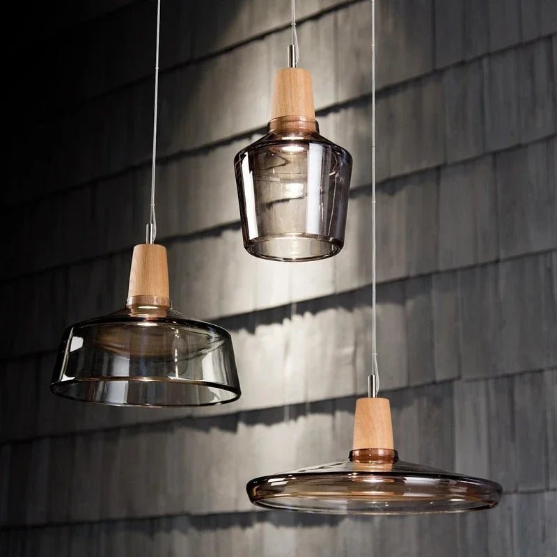 Nordic Wood Glass Pendant Lights - Hans Lumiere