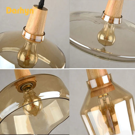 Nordic Wood Glass Pendant Lights - Hans Lumiere