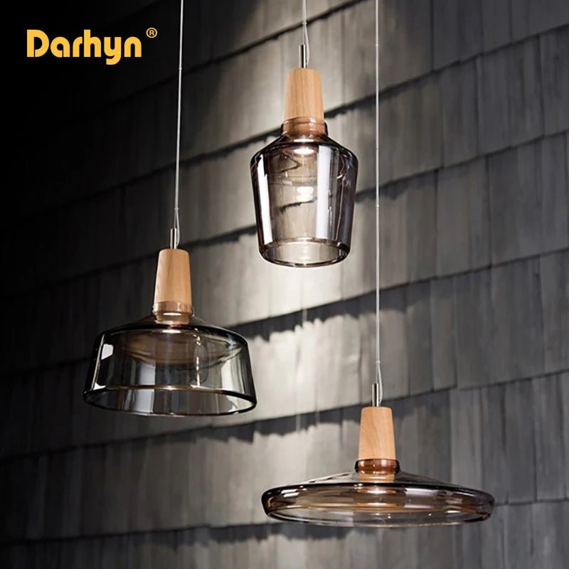 Nordic Wood Glass Pendant Lights - Hans Lumiere
