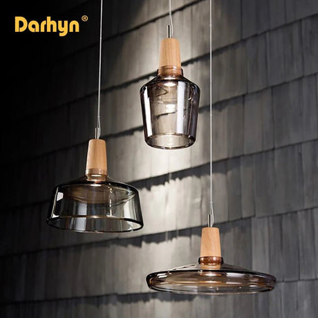 Nordic Wood Glass Pendant Lights - Hans Lumiere