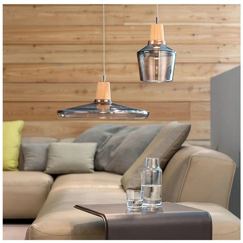 Nordic Wood Glass Pendant Lights - Hans Lumiere