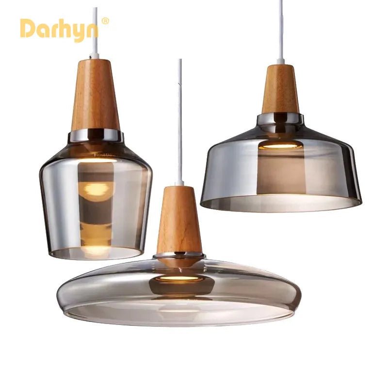 Nordic Wood Glass Pendant Lights - Hans Lumiere