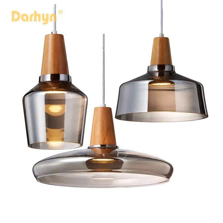 Nordic Wood Glass Pendant Lights - Hans Lumiere