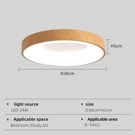 Nordic Wood Grain LED Ceiling Light – Dimmable Ultra-Thin Flush Mount - Hans Lumiere