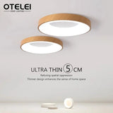 Nordic Wood Grain LED Ceiling Light – Dimmable Ultra-Thin Flush Mount - Hans Lumiere