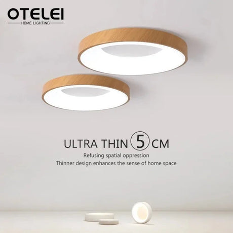 Nordic Wood Grain LED Ceiling Light – Dimmable Ultra-Thin Flush Mount - Hans Lumiere