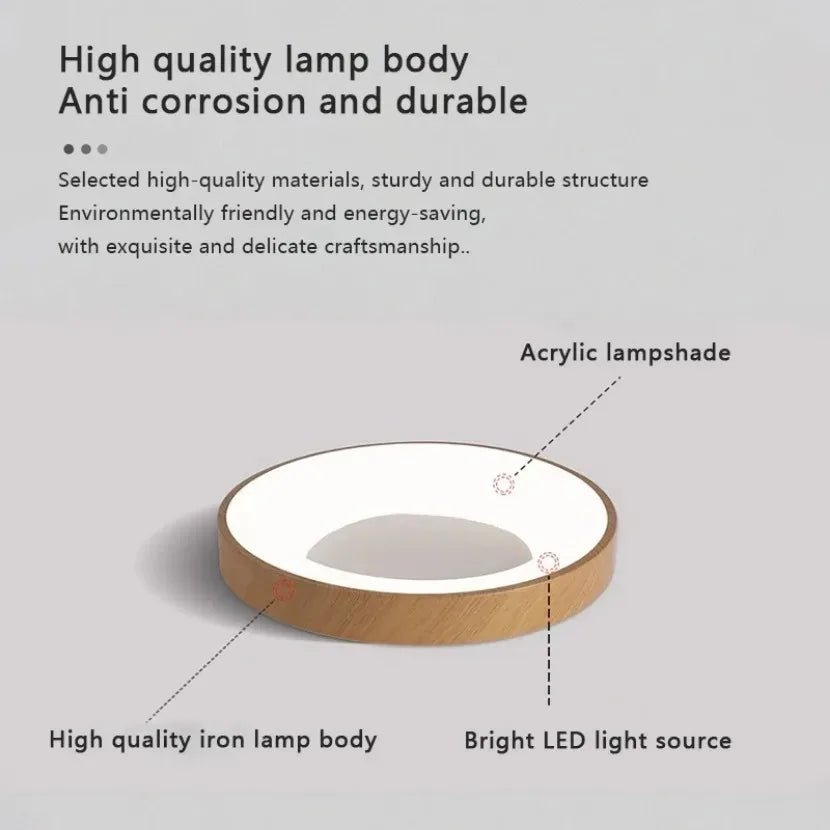 Nordic Wood Grain LED Ceiling Light – Dimmable Ultra-Thin Flush Mount - Hans Lumiere