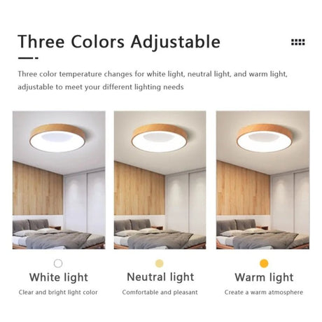 Nordic Wood Grain LED Ceiling Light – Dimmable Ultra-Thin Flush Mount - Hans Lumiere