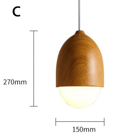 Nordic Wood Nut Grain Iron Glass Pendant Lamp - Hans Lumiere