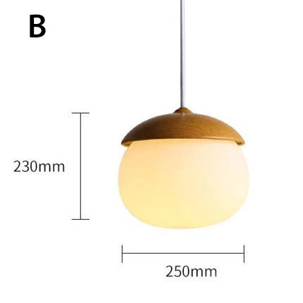 Nordic Wood Nut Grain Iron Glass Pendant Lamp - Hans Lumiere