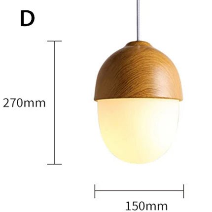Nordic Wood Nut Grain Iron Glass Pendant Lamp - Hans Lumiere