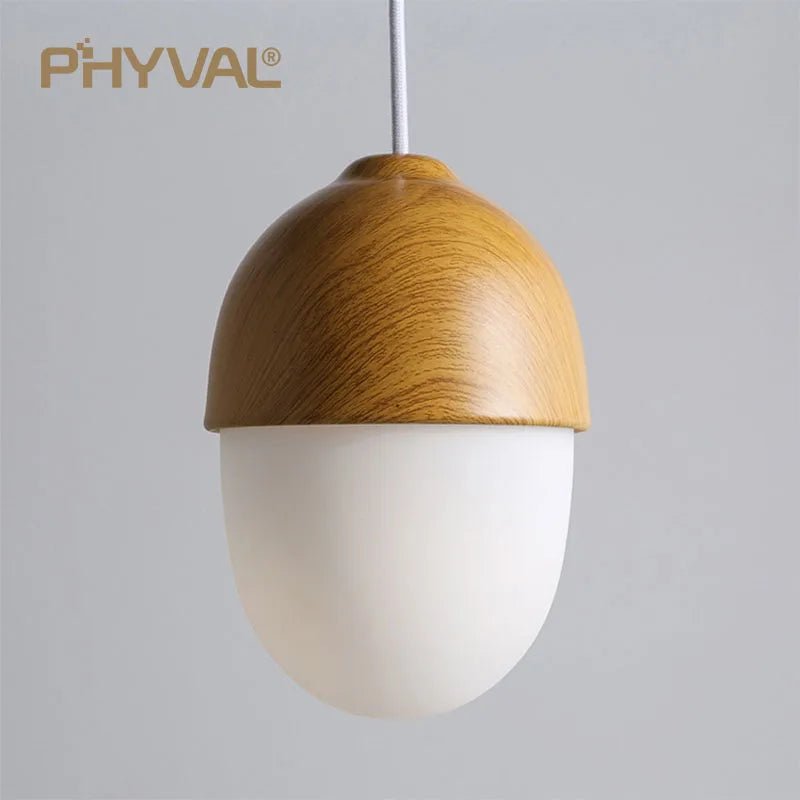 Nordic Wood Nut Grain Iron Glass Pendant Lamp - Hans Lumiere