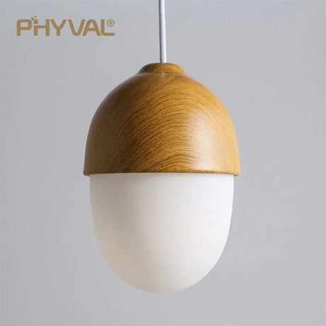 Nordic Wood Nut Grain Iron Glass Pendant Lamp - Hans Lumiere