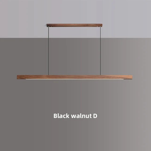 Nordic Wood Pendant Light – Long Strip LED Hanging Lamp - Hans Lumiere