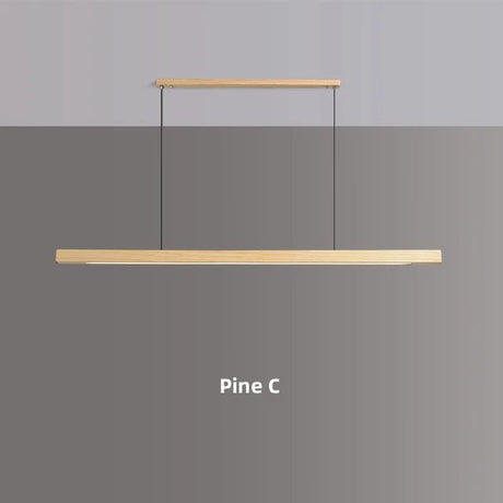 Nordic Wood Pendant Light – Long Strip LED Hanging Lamp - Hans Lumiere