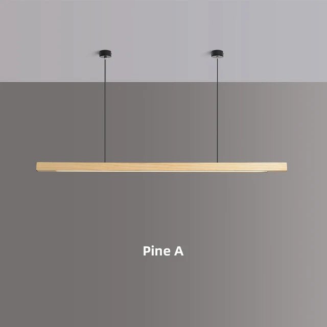 Nordic Wood Pendant Light – Long Strip LED Hanging Lamp - Hans Lumiere
