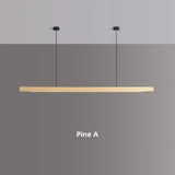 Nordic Wood Pendant Light – Long Strip LED Hanging Lamp - Hans Lumiere