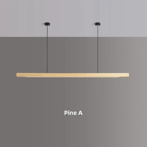 Nordic Wood Pendant Light – Long Strip LED Hanging Lamp - Hans Lumiere