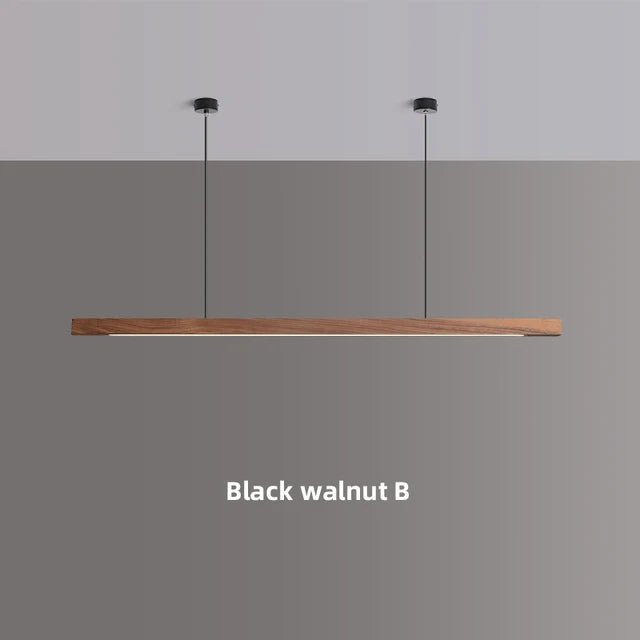 Nordic Wood Pendant Light – Long Strip LED Hanging Lamp - Hans Lumiere