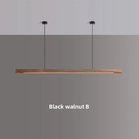 Nordic Wood Pendant Light – Long Strip LED Hanging Lamp - Hans Lumiere