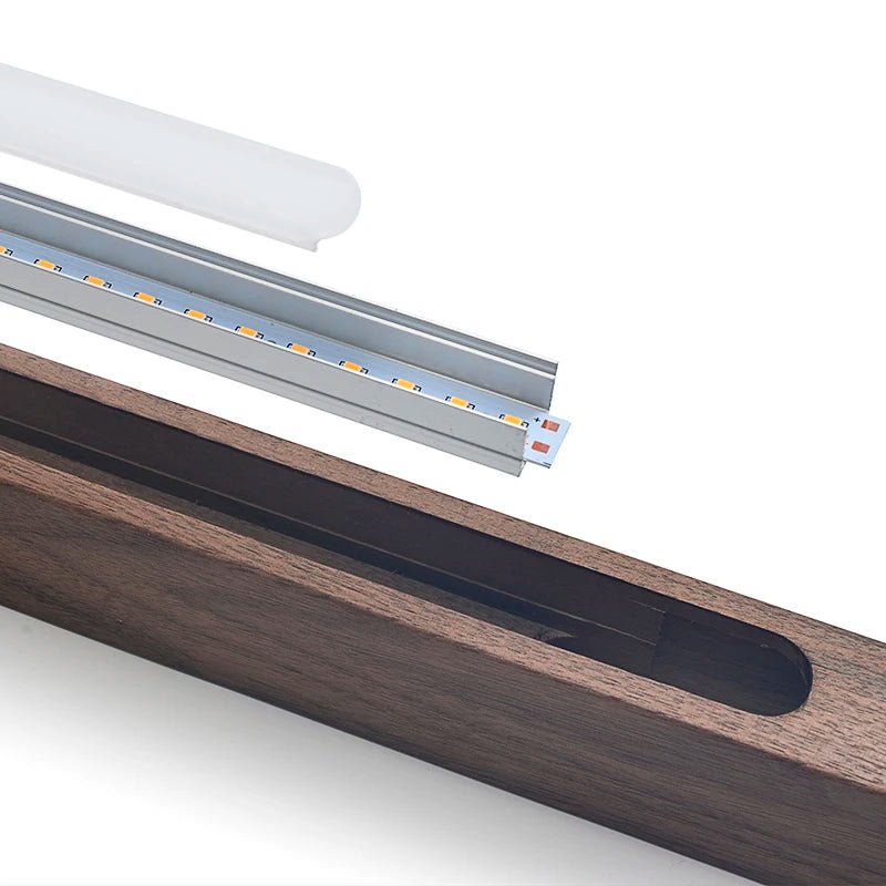 Nordic Wood Pendant Light – Long Strip LED Hanging Lamp - Hans Lumiere