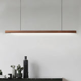 Nordic Wood Pendant Light – Long Strip LED Hanging Lamp - Hans Lumiere