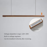 Nordic Wood Pendant Light – Long Strip LED Hanging Lamp - Hans Lumiere
