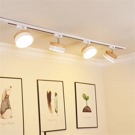 Nordic Wooden COB LED Ceiling Track Rail Spotlight - Hans Lumiere