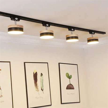Nordic Wooden COB LED Ceiling Track Rail Spotlight - Hans Lumiere