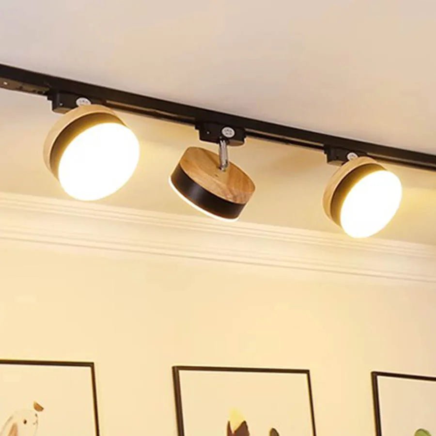 Nordic Wooden COB LED Ceiling Track Rail Spotlight - Hans Lumiere