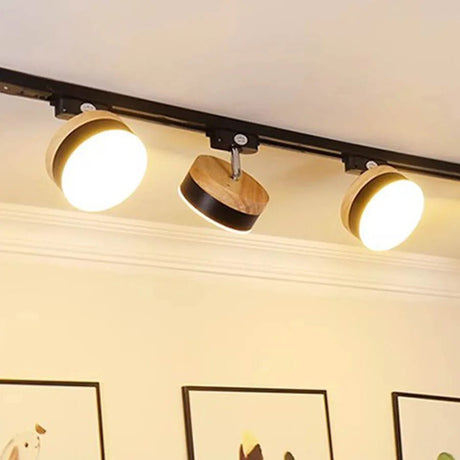 Nordic Wooden COB LED Ceiling Track Rail Spotlight - Hans Lumiere