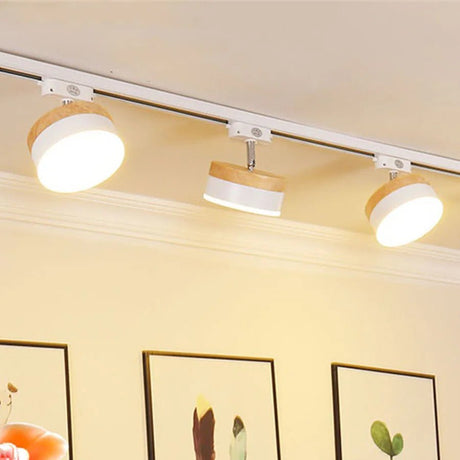 Nordic Wooden COB LED Ceiling Track Rail Spotlight - Hans Lumiere