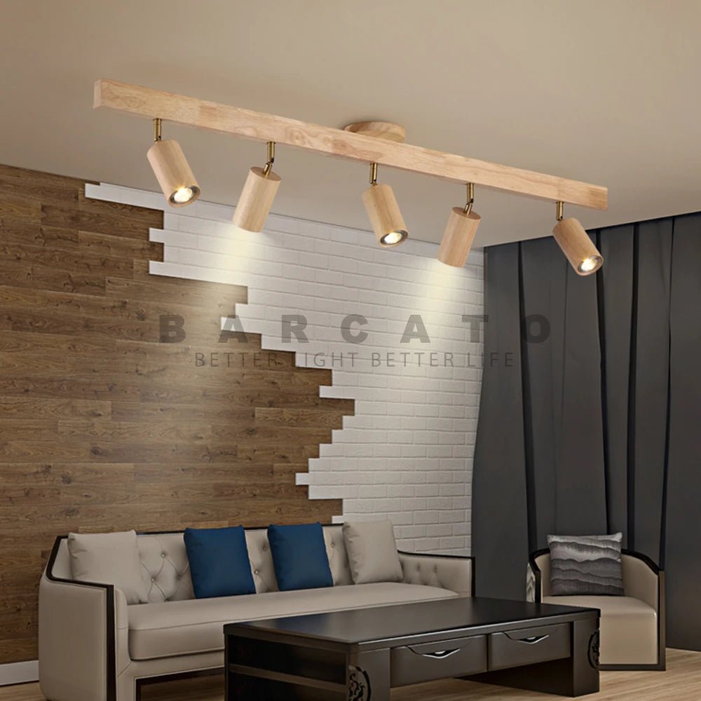 Nordic Wooden LED Track Ceiling Light - Hans Lumiere