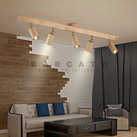 Nordic Wooden LED Track Ceiling Light - Hans Lumiere