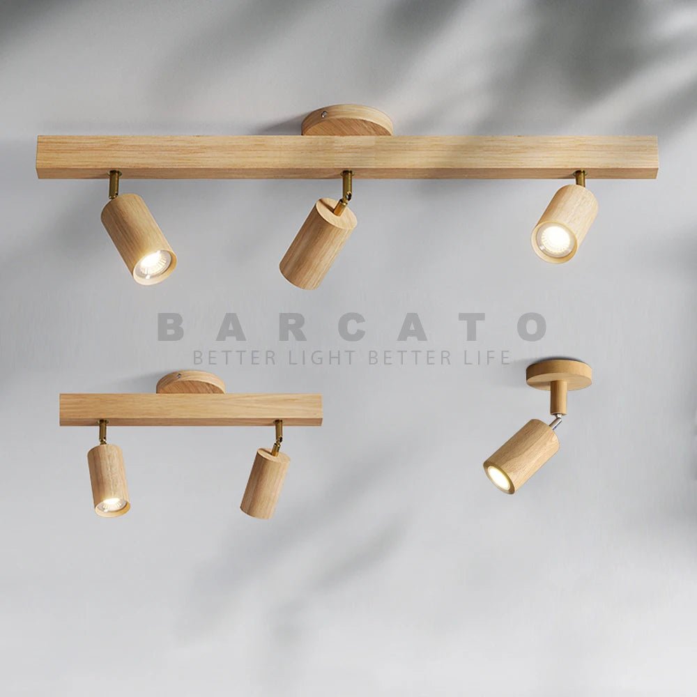 Nordic Wooden LED Track Ceiling Light - Hans Lumiere
