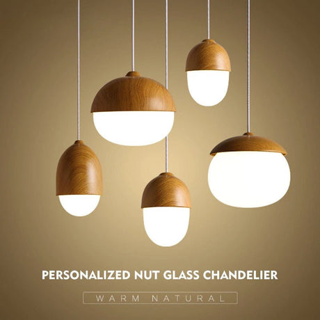 Nordic Wooden Nut Pendant Light - Hans Lumiere