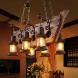 Old Wooden Boat Chandelier 6 Lamp Pendant Lamp - Hans Lumiere