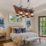 Old Wooden Boat Chandelier 6 Lamp Pendant Lamp - Hans Lumiere