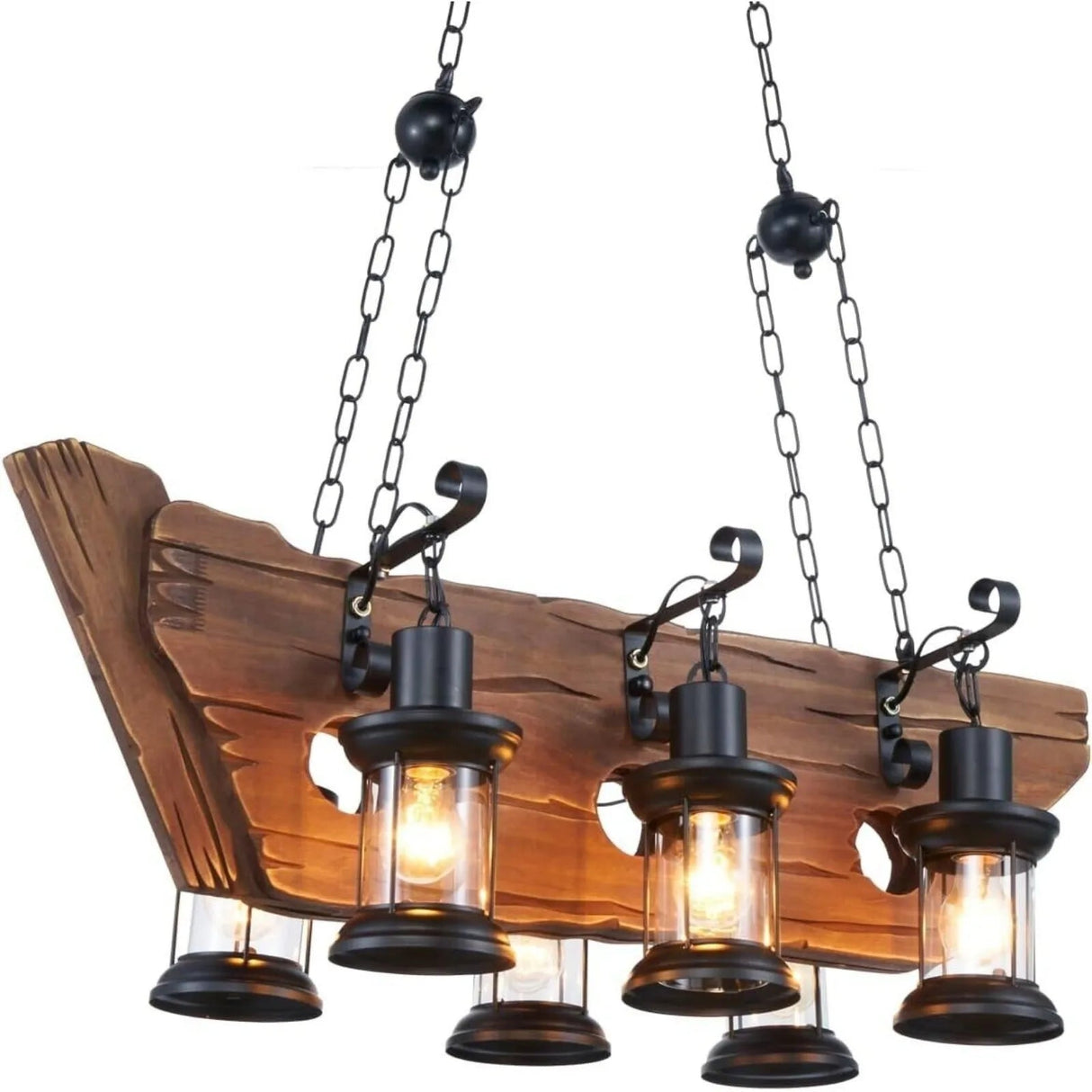 Old Wooden Boat Chandelier 6 Lamp Pendant Lamp - Hans Lumiere