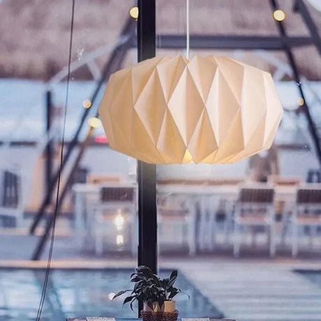 Origami Paper Lantern Pendant Light – Nordic Foldable Shade - Hans Lumiere